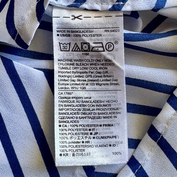 Banana Republic Dillon Blue & White Diagonal Stripe Pattern Long Sleeve Size S - Picture 4 of 11